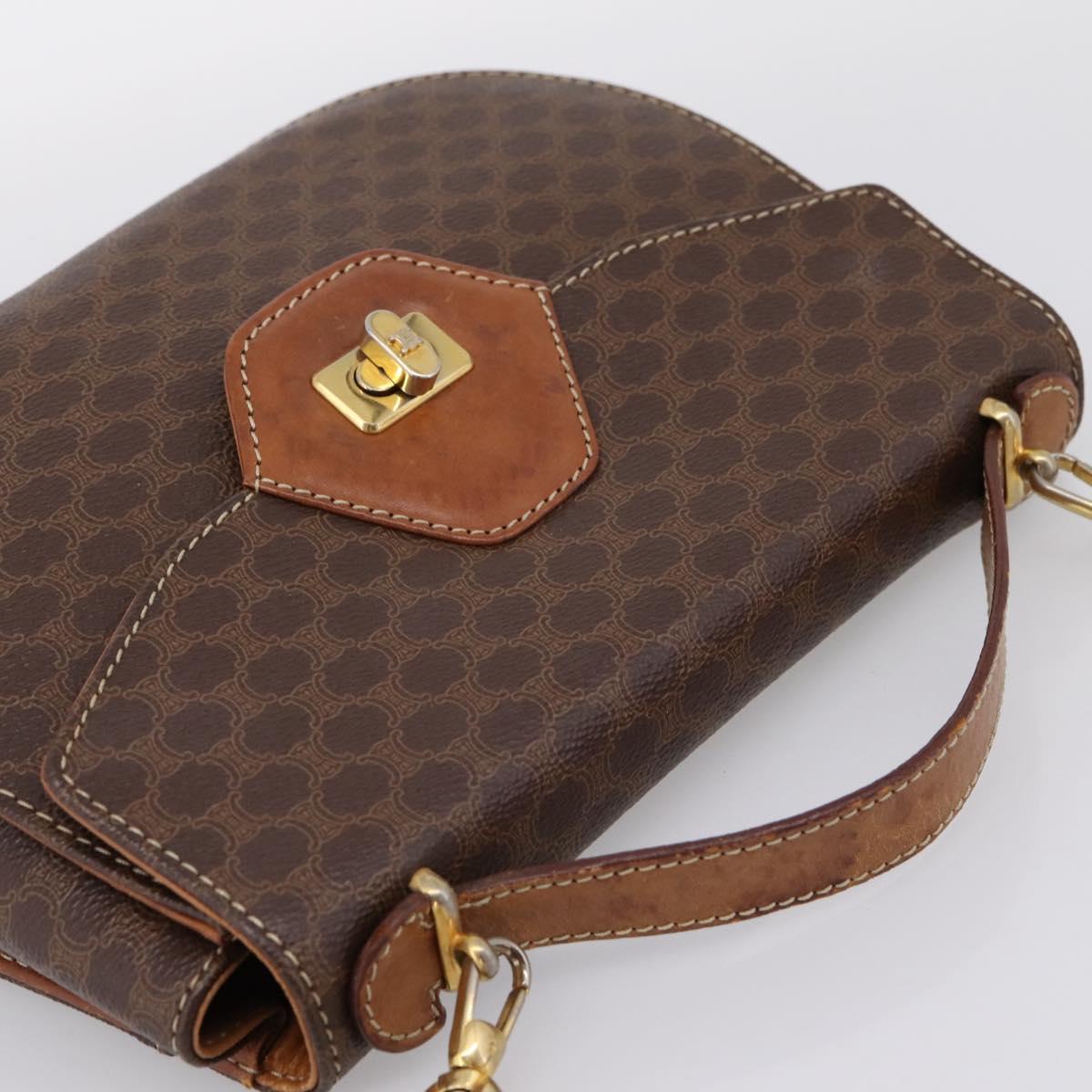CELINE Macadam Canvas Hand Bag PVC Leather 2way Brown Gold Auth 196924