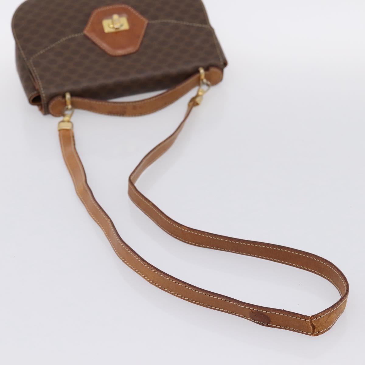CELINE Macadam Canvas Hand Bag PVC Leather 2way Brown Gold Auth 196924