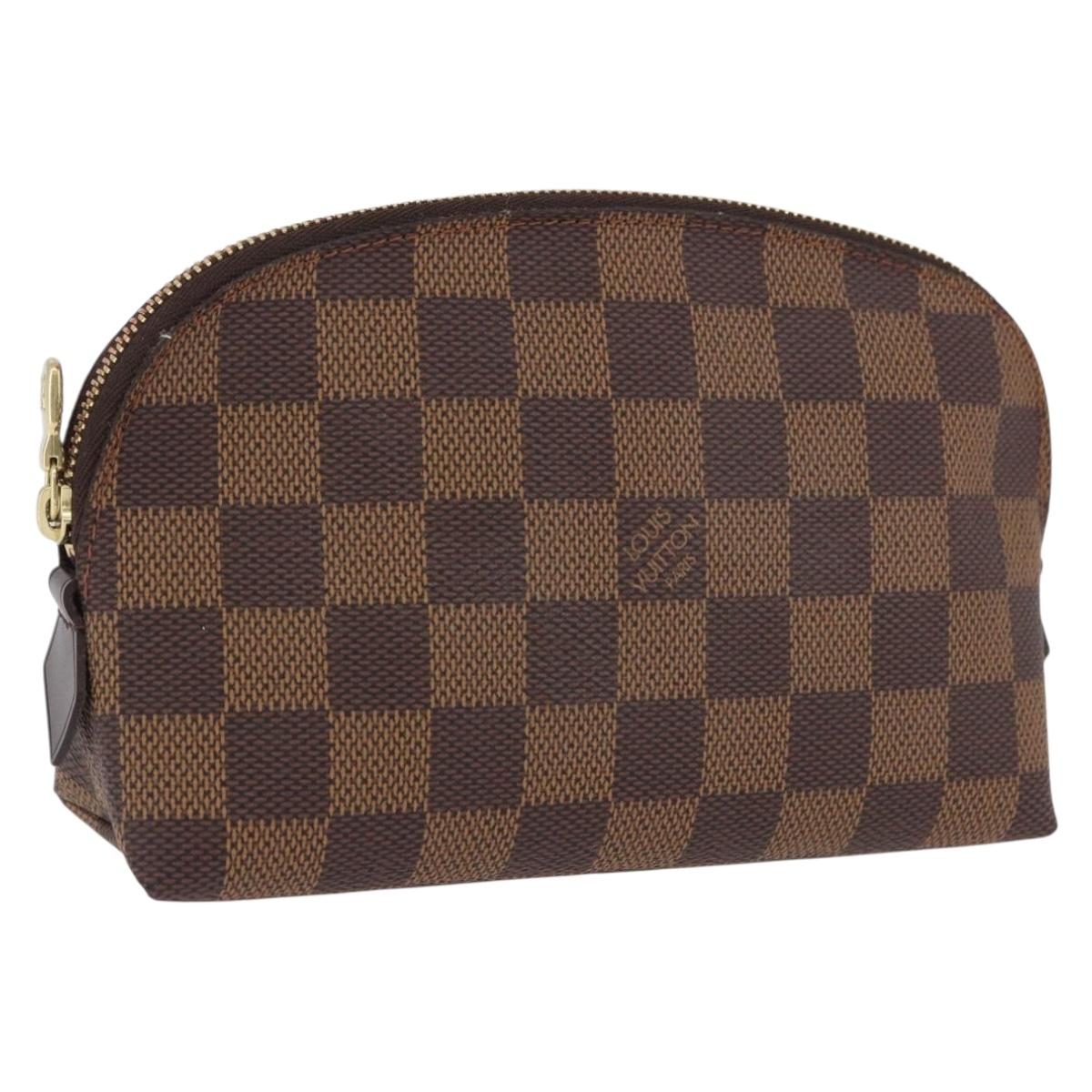 LOUIS VUITTON Damier Ebene Pochette Cosmetic PM Pouch N47516 LV Auth 196932