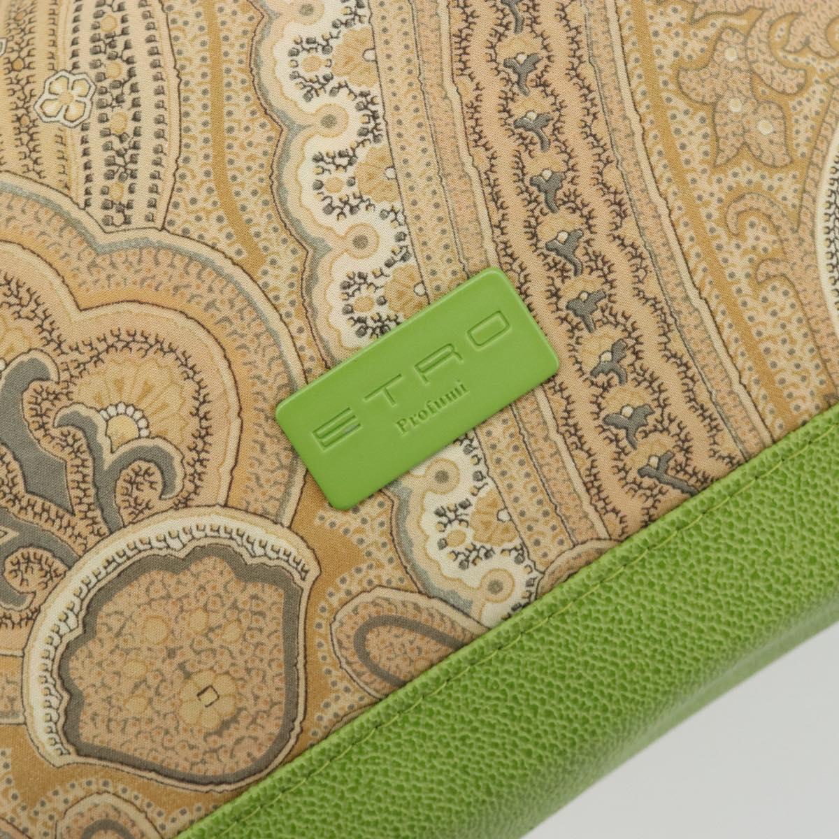 ETRO Hand Bag PVC Canvas Beige Gold Auth 196941A