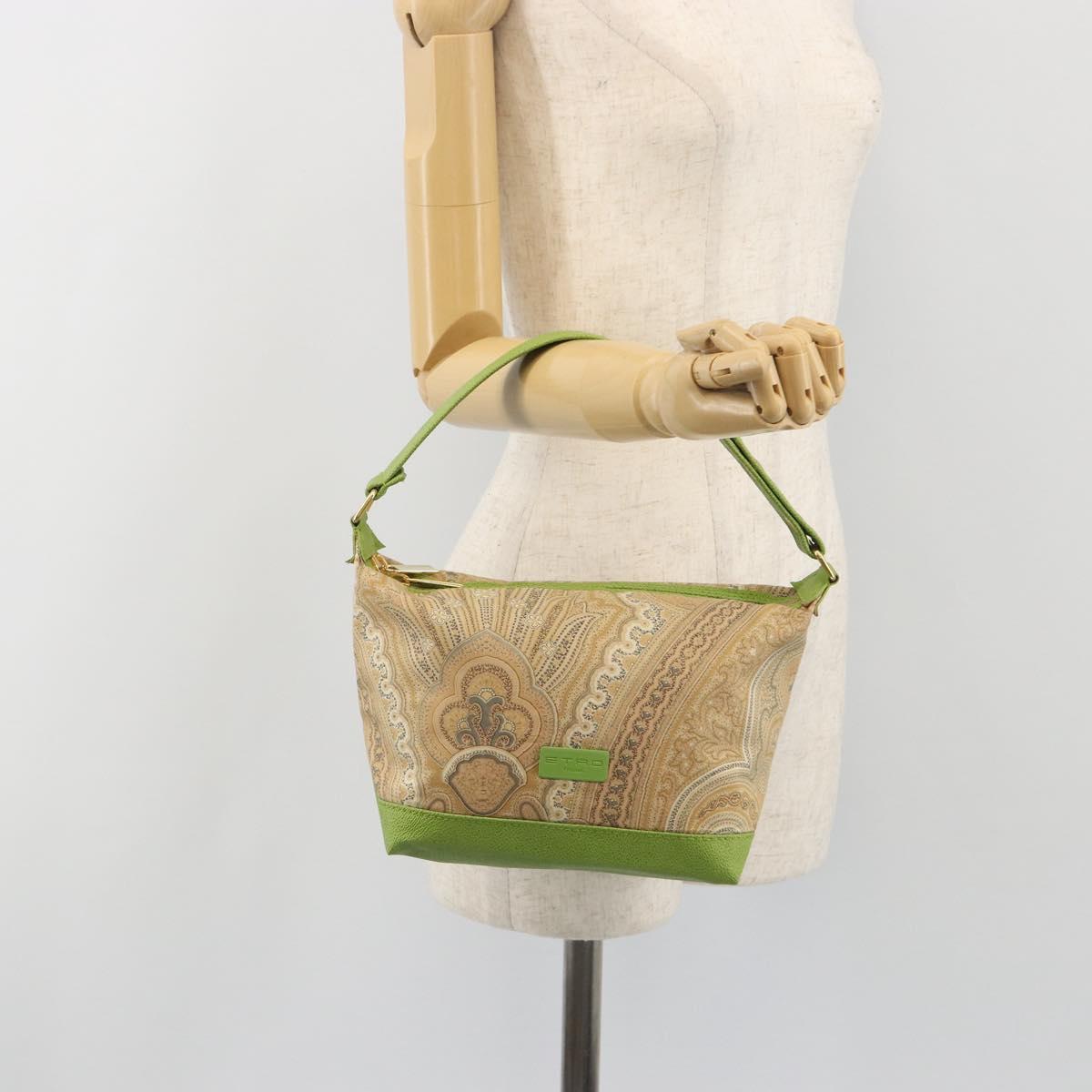ETRO Hand Bag PVC Canvas Beige Gold Auth 196941A