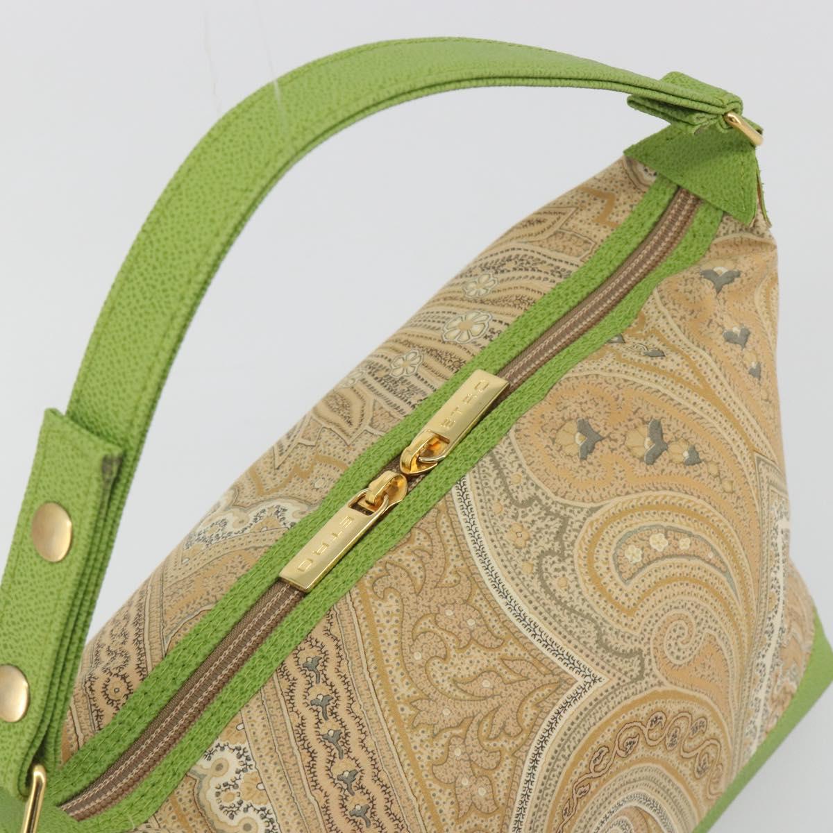 ETRO Hand Bag PVC Canvas Beige Gold Auth 196941A