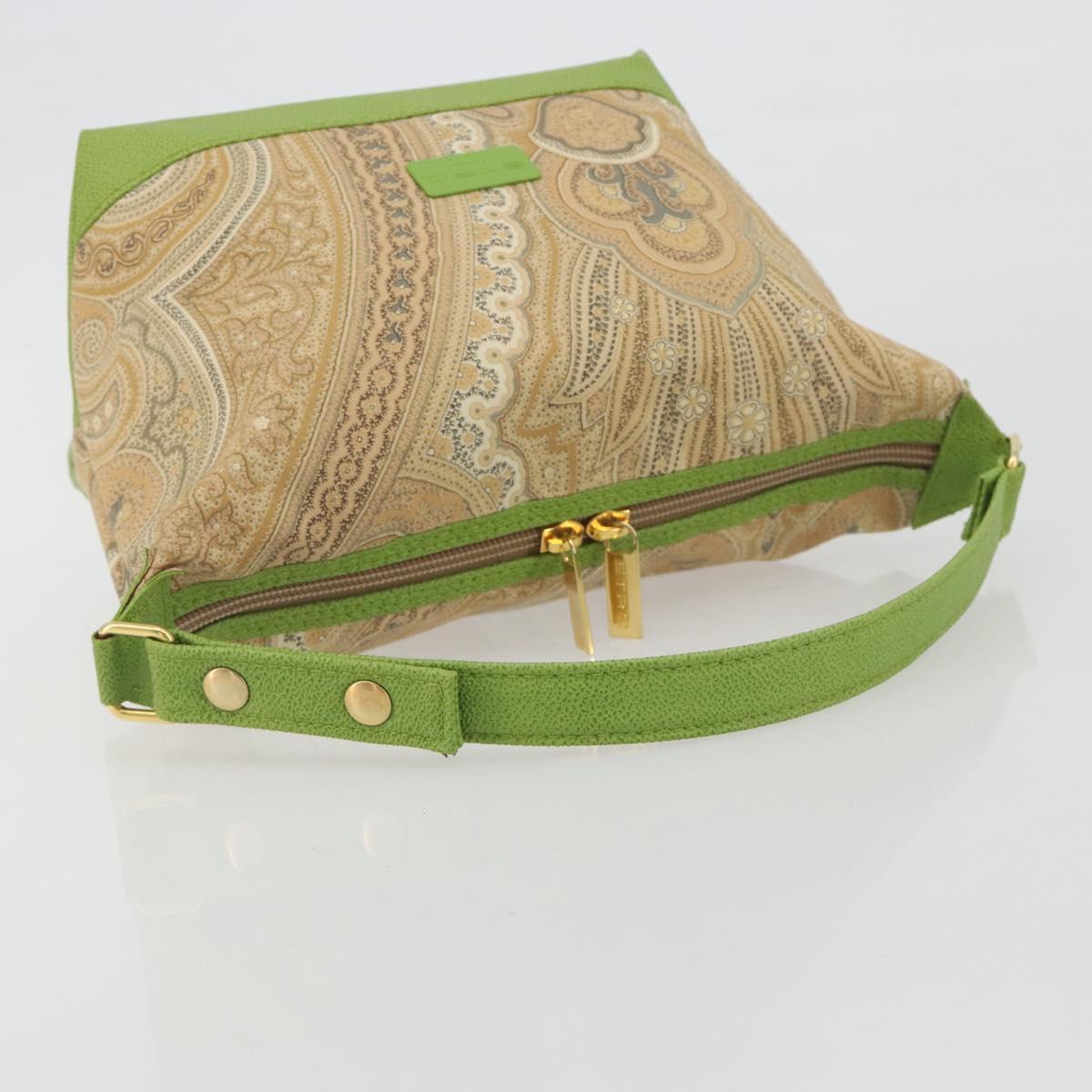 ETRO Hand Bag PVC Canvas Beige Gold Auth 196941A