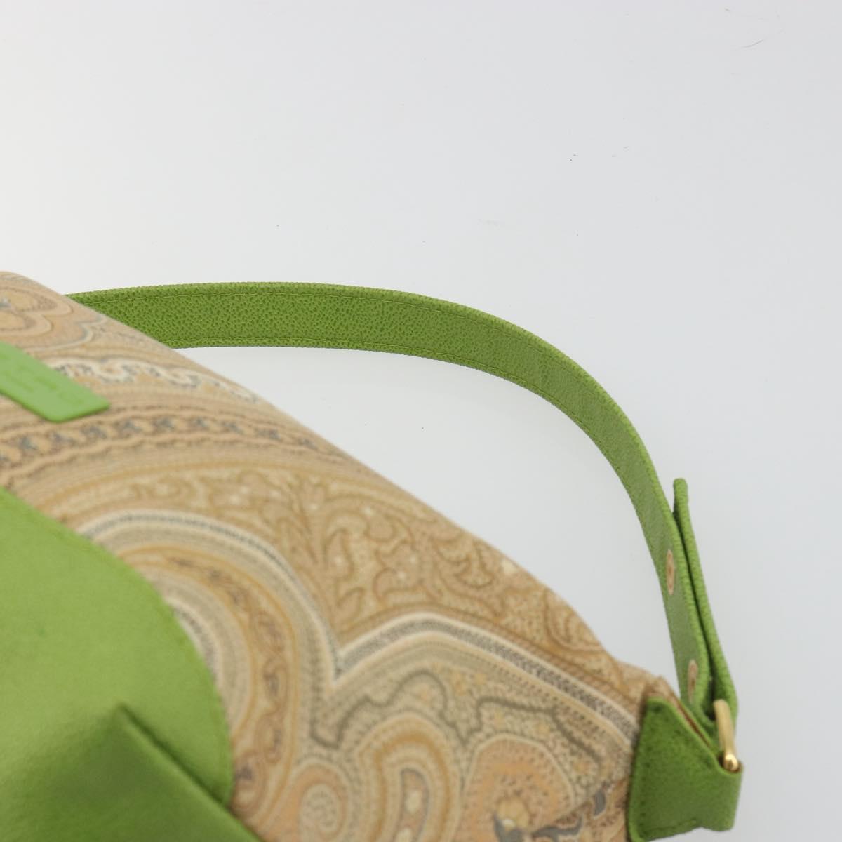 ETRO Hand Bag PVC Canvas Beige Gold Auth 196941A