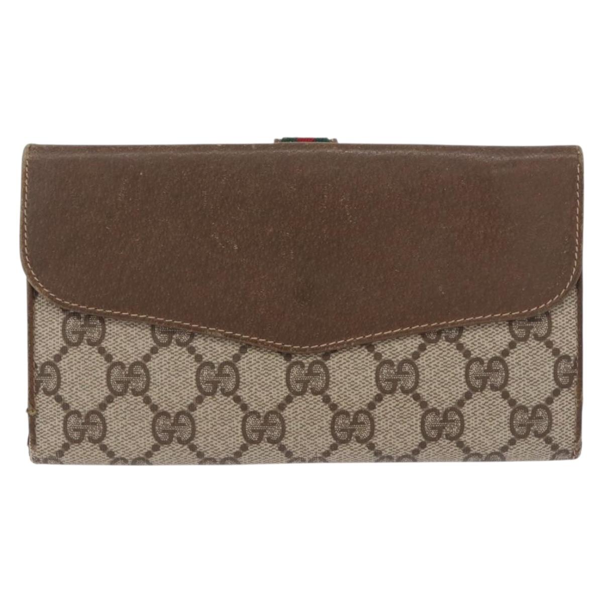 GUCCI GG Canvas Long Wallet 2 Set Beige Gold Auth 196947