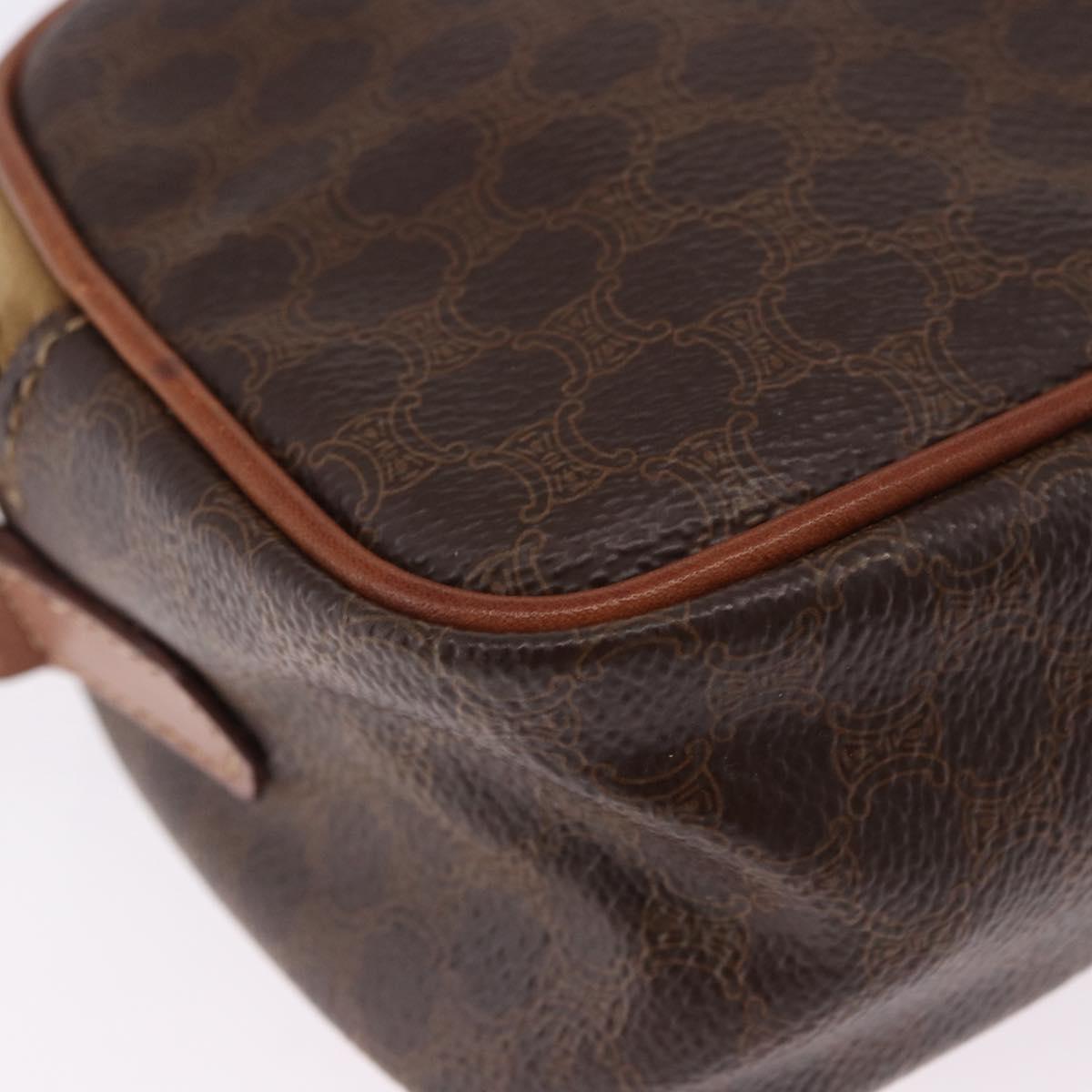 CELINE Macadam Canvas Hand Bag PVC Leather 2way Brown Gold Auth 196958