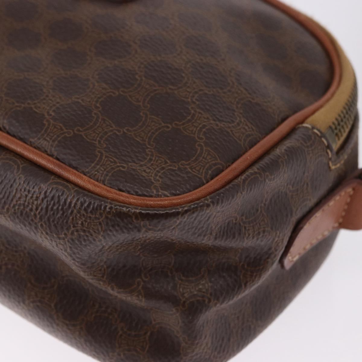 CELINE Macadam Canvas Hand Bag PVC Leather 2way Brown Gold Auth 196958