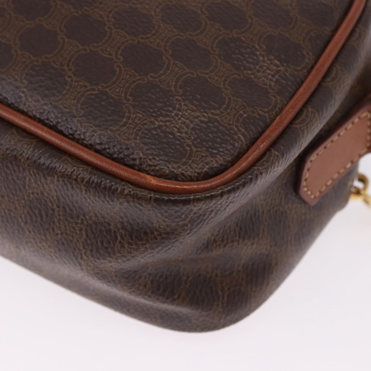 CELINE Macadam Canvas Hand Bag PVC Leather 2way Brown Gold Auth 196958