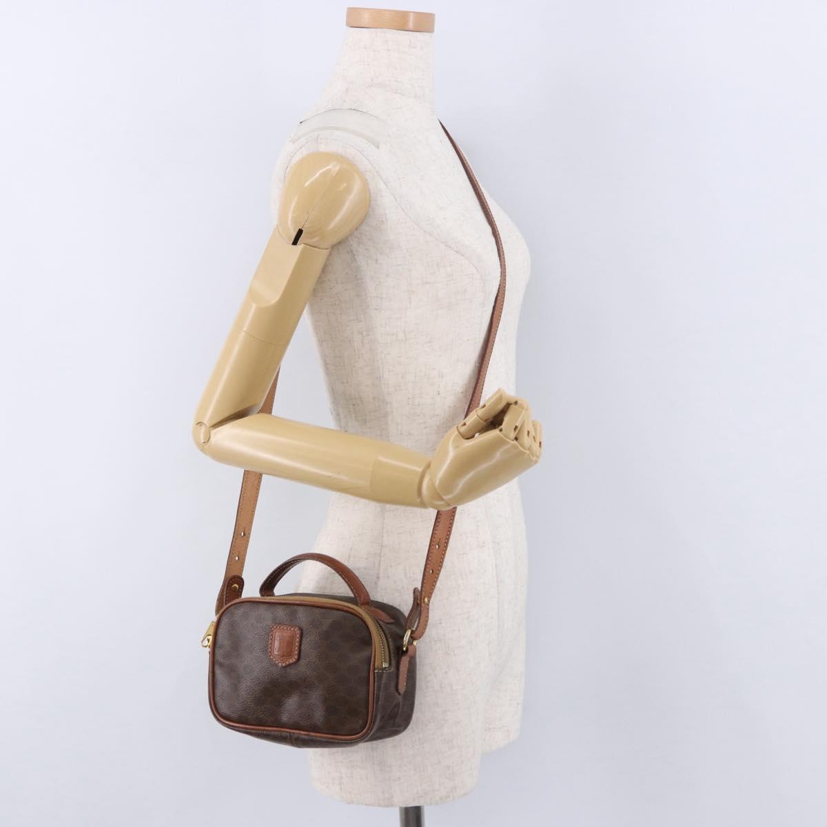 CELINE Macadam Canvas Hand Bag PVC Leather 2way Brown Gold Auth 196958