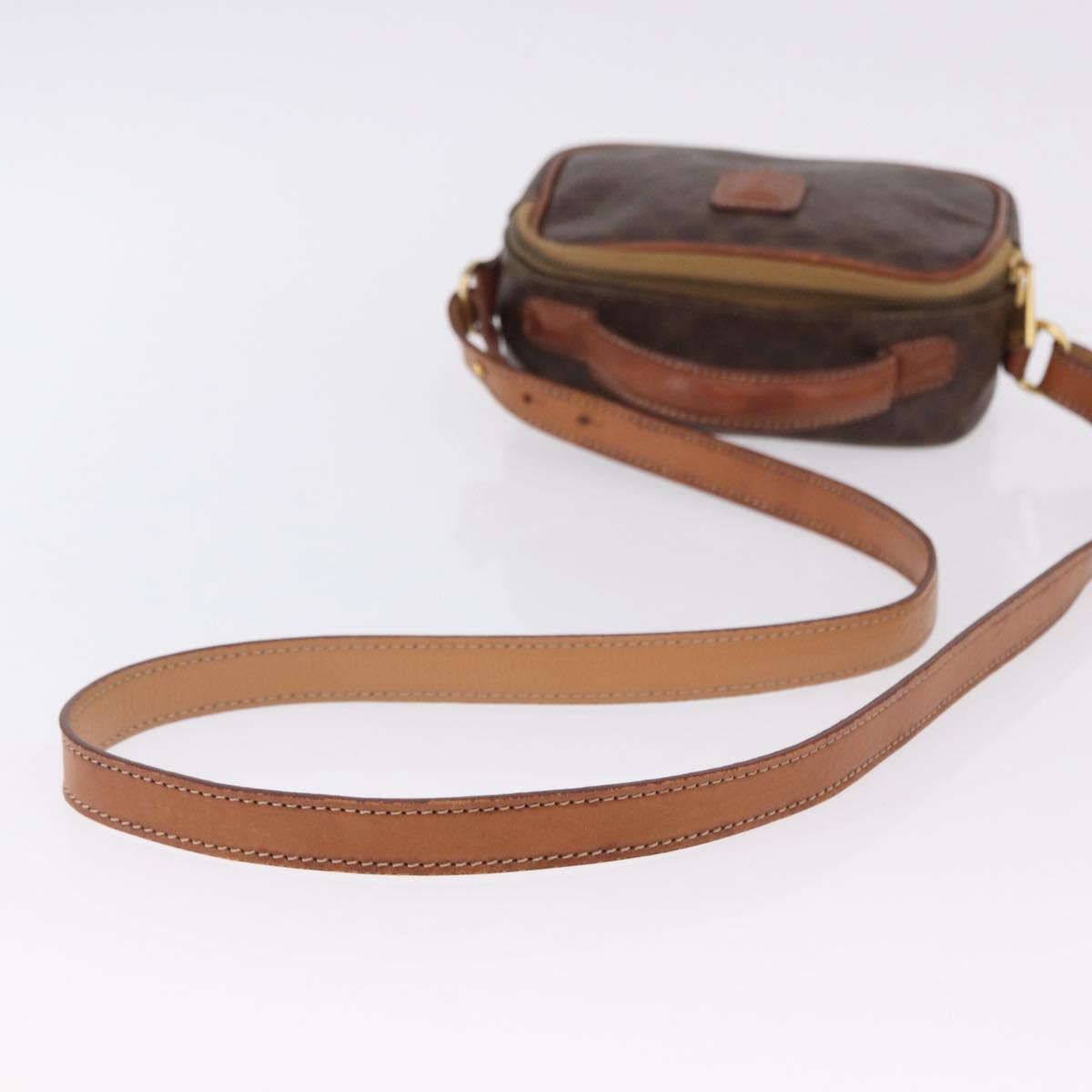 CELINE Macadam Canvas Hand Bag PVC Leather 2way Brown Gold Auth 196958