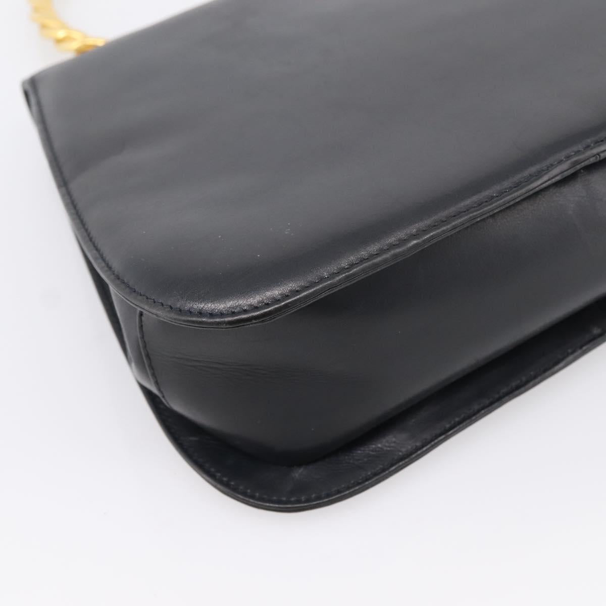 Salvatore Ferragamo Gancini Hand Bag Leather Black Gold Auth 196959A