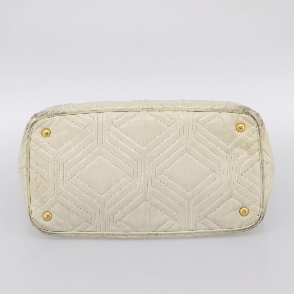 Miu Miu Hand Bag Leather Ivory Gold Auth 196961A