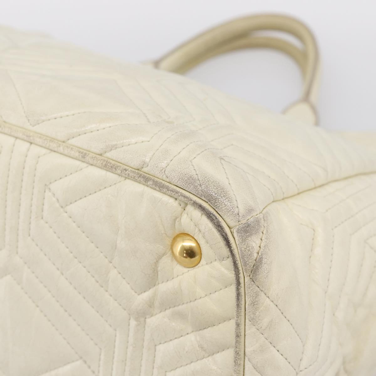 Miu Miu Hand Bag Leather Ivory Gold Auth 196961A