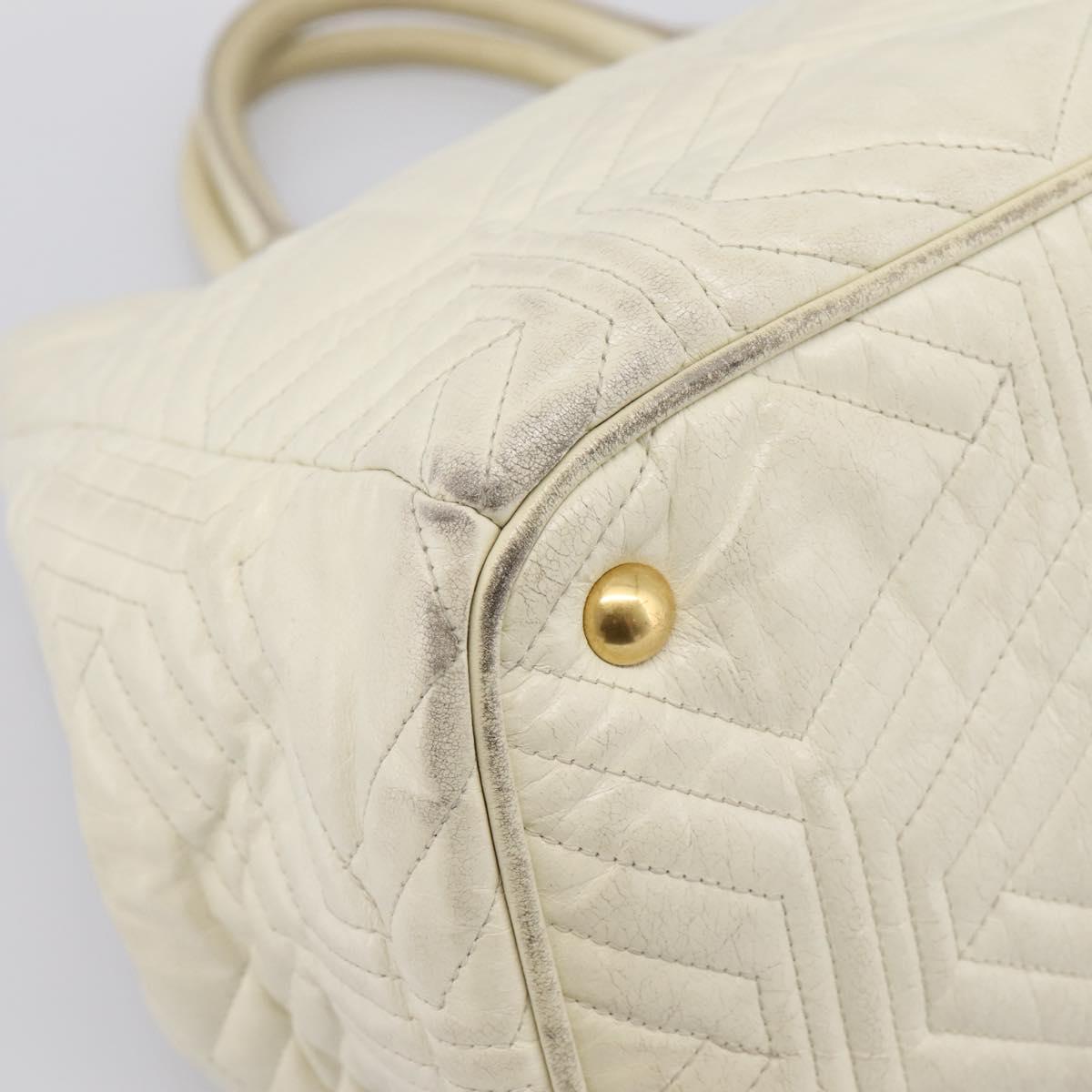 Miu Miu Hand Bag Leather Ivory Gold Auth 196961A