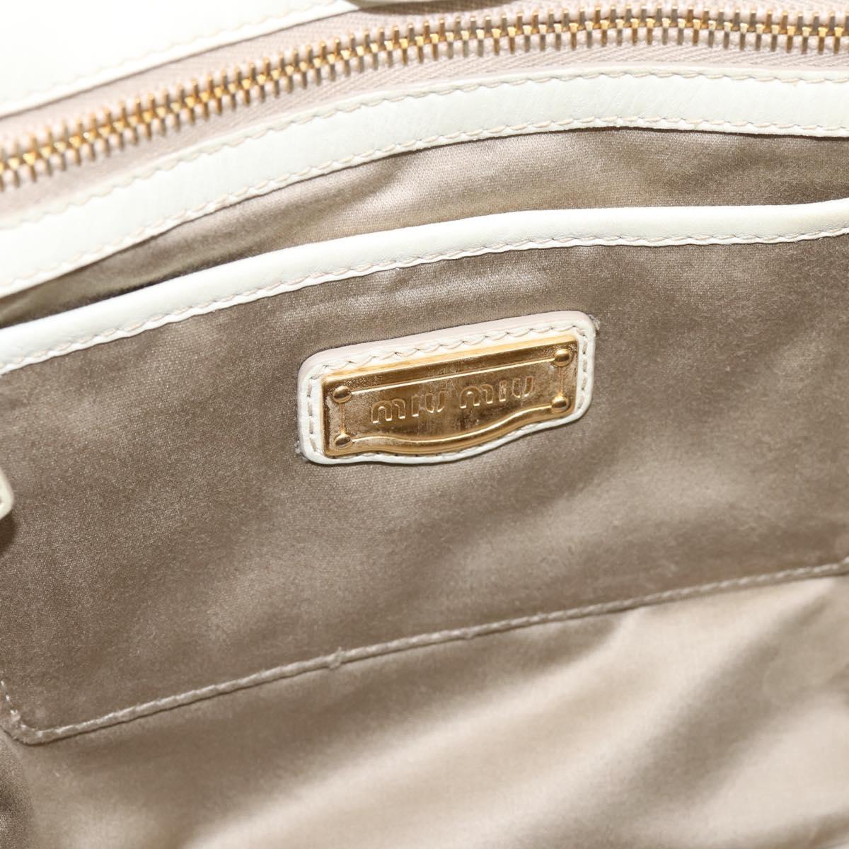 Miu Miu Hand Bag Leather Ivory Gold Auth 196961A