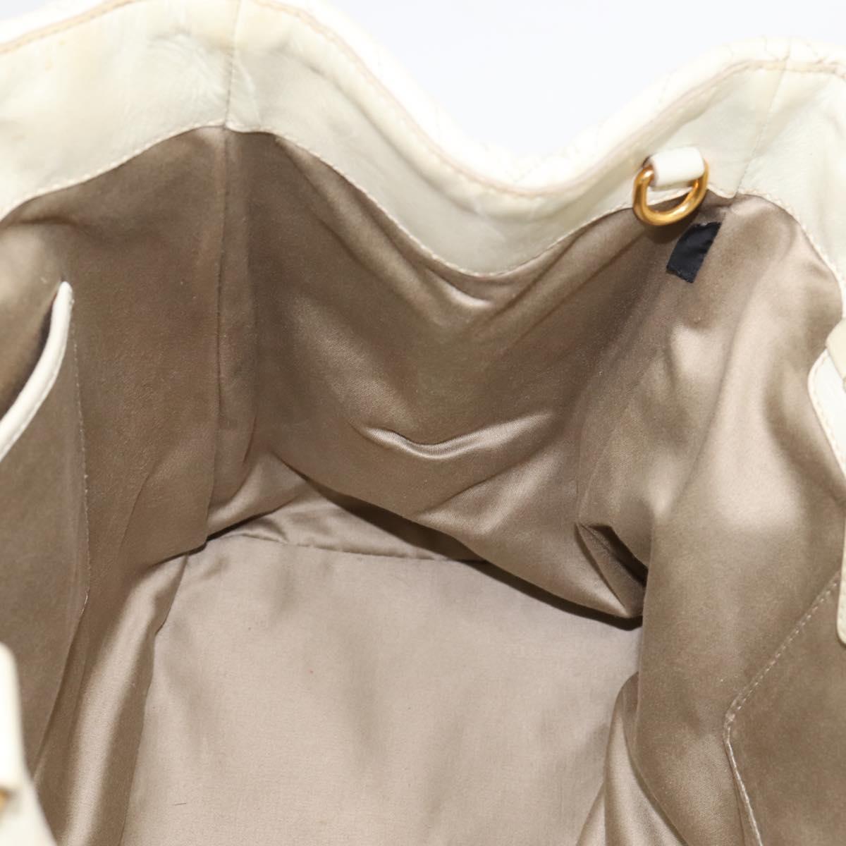 Miu Miu Hand Bag Leather Ivory Gold Auth 196961A