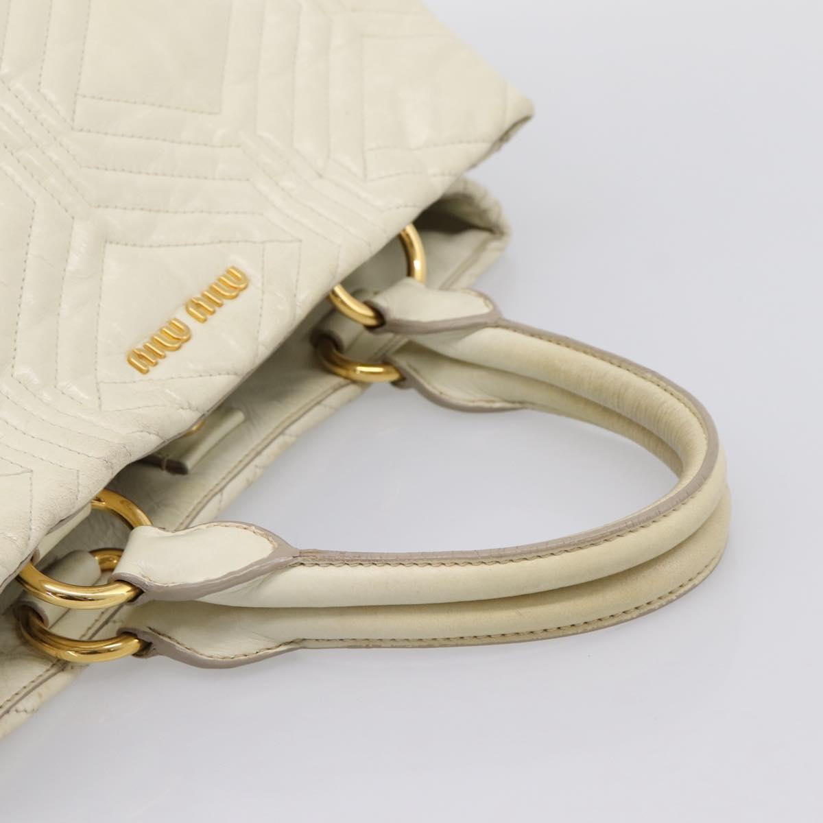 Miu Miu Hand Bag Leather Ivory Gold Auth 196961A