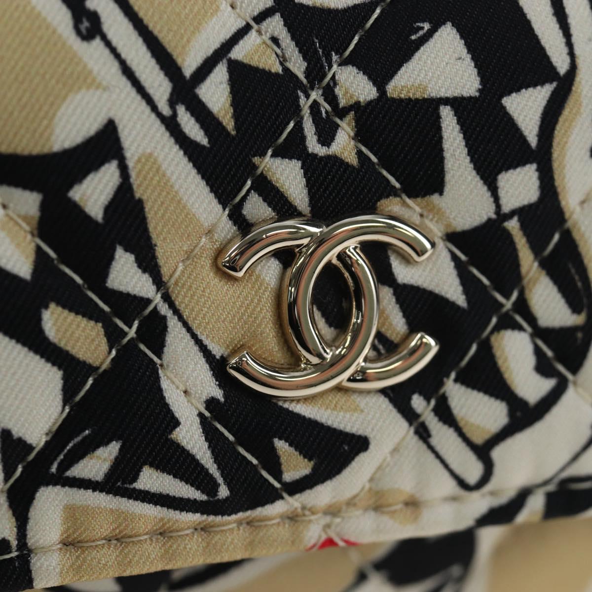 CHANEL Mini Matelasse Chain Shoulder Pouch Satin Beige Silver CC Auth 196975M