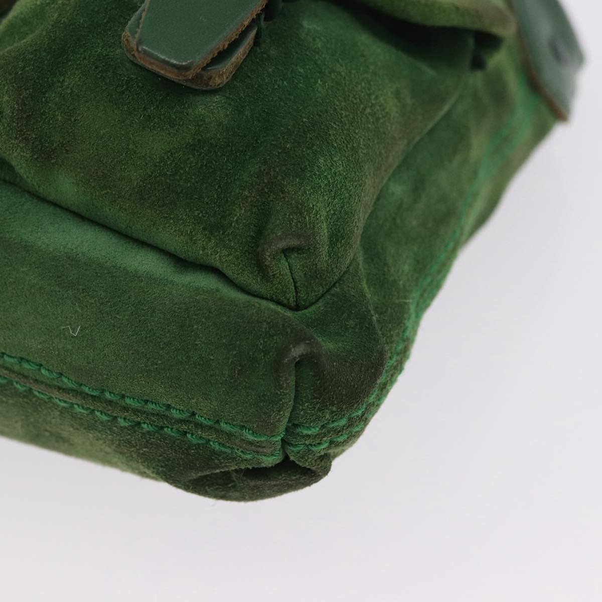 BALENCIAGA Chain Hand Bag Suede Green Auth 196979