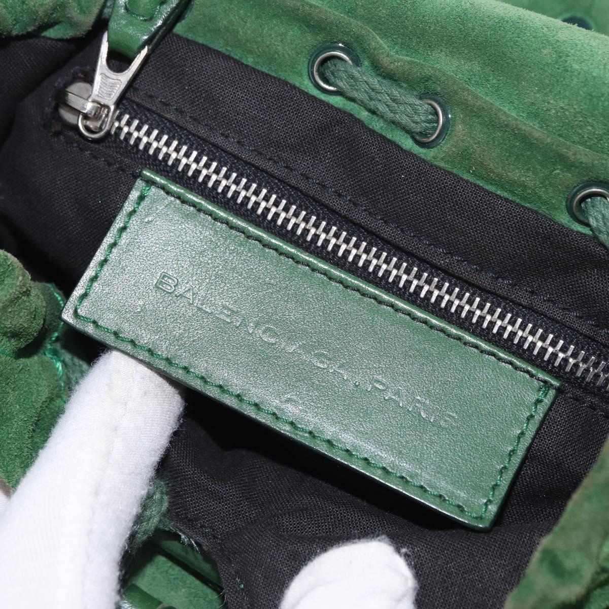 BALENCIAGA Chain Hand Bag Suede Green Auth 196979