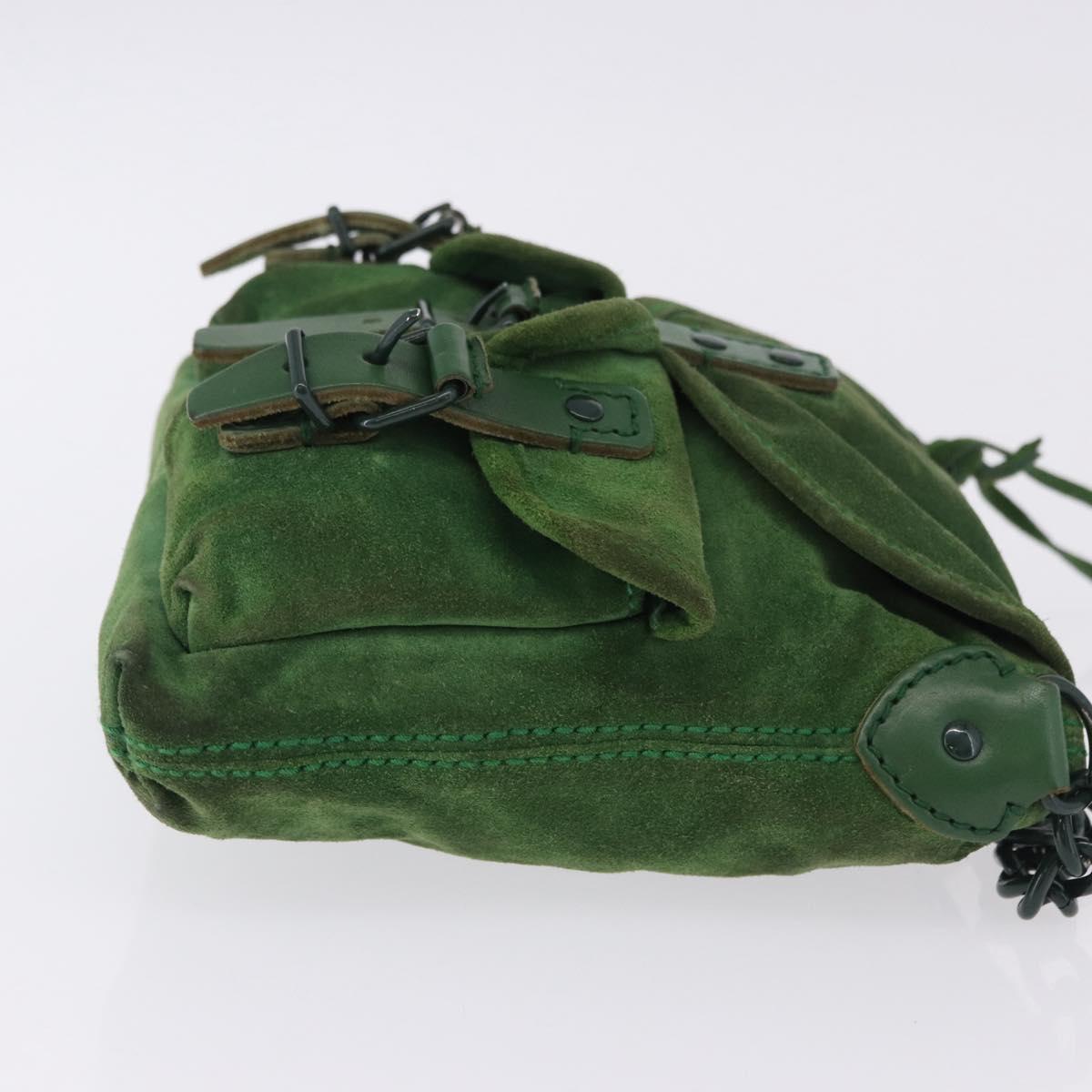BALENCIAGA Chain Hand Bag Suede Green Auth 196979