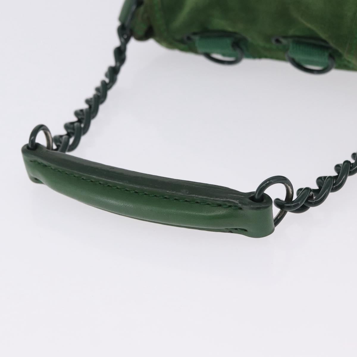 BALENCIAGA Chain Hand Bag Suede Green Auth 196979