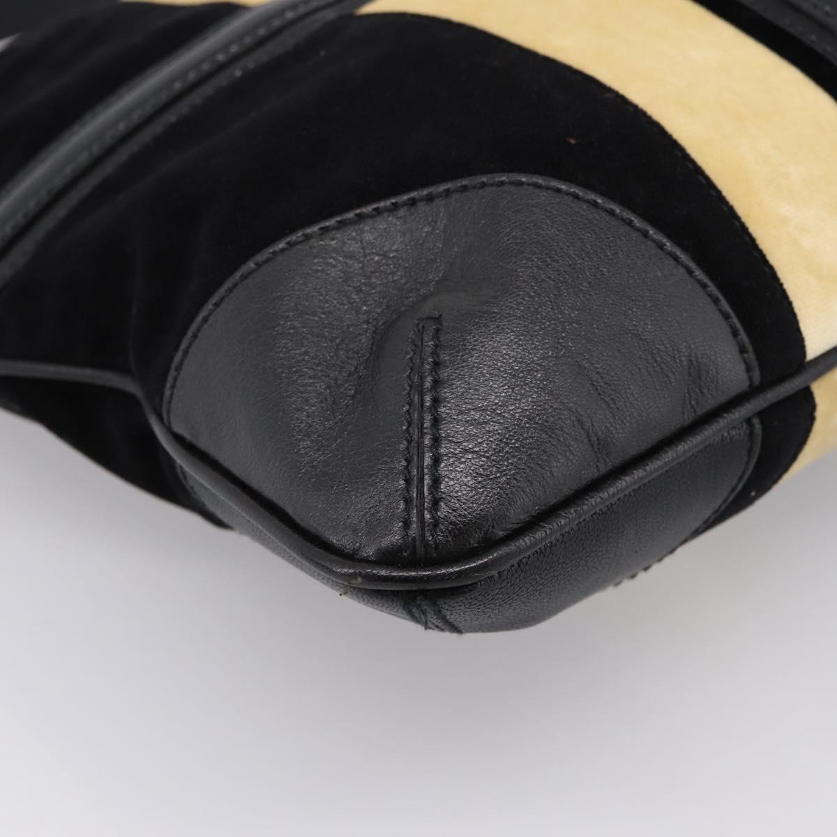 GUCCI Interlocking G Shoulder Bag Velor Black Gold 115568 Auth 196980V
