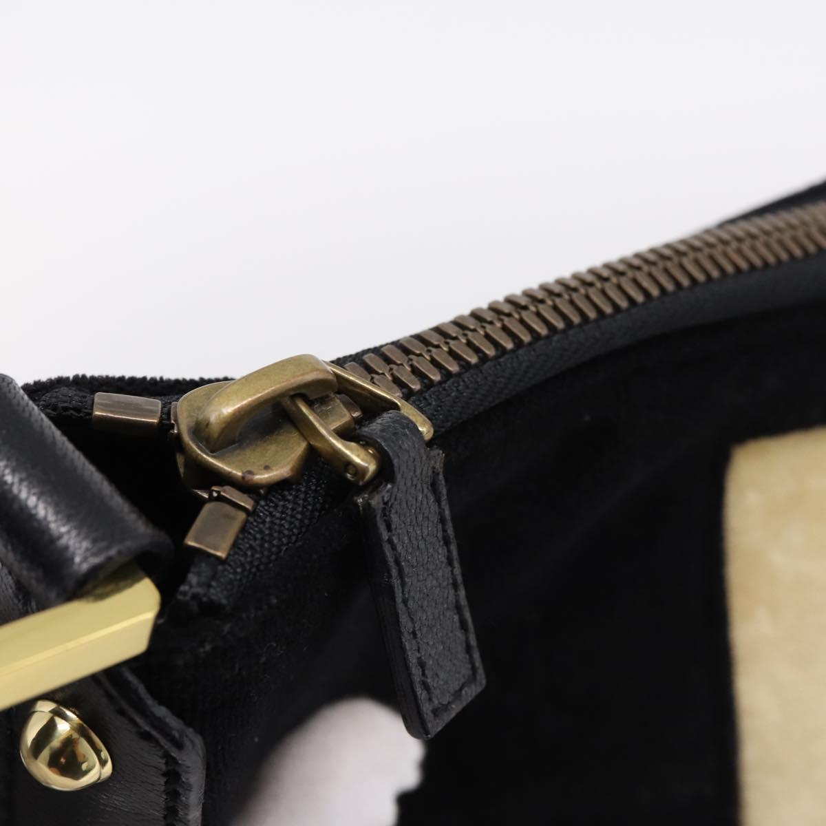 GUCCI Interlocking G Shoulder Bag Velor Black Gold 115568 Auth 196980V