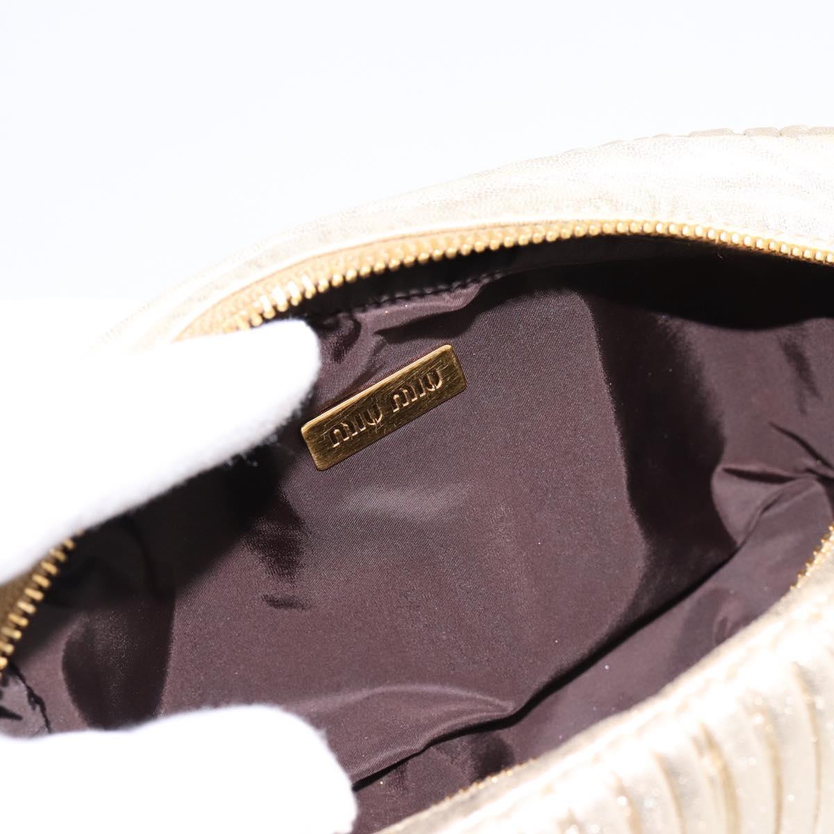 Miu Miu Matelasse Clutch Bag Leather Gold Auth 196981A
