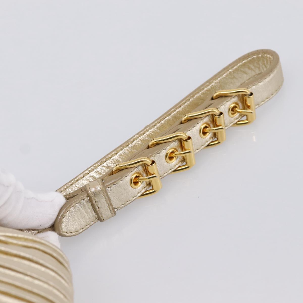 Miu Miu Matelasse Clutch Bag Leather Gold Auth 196981A