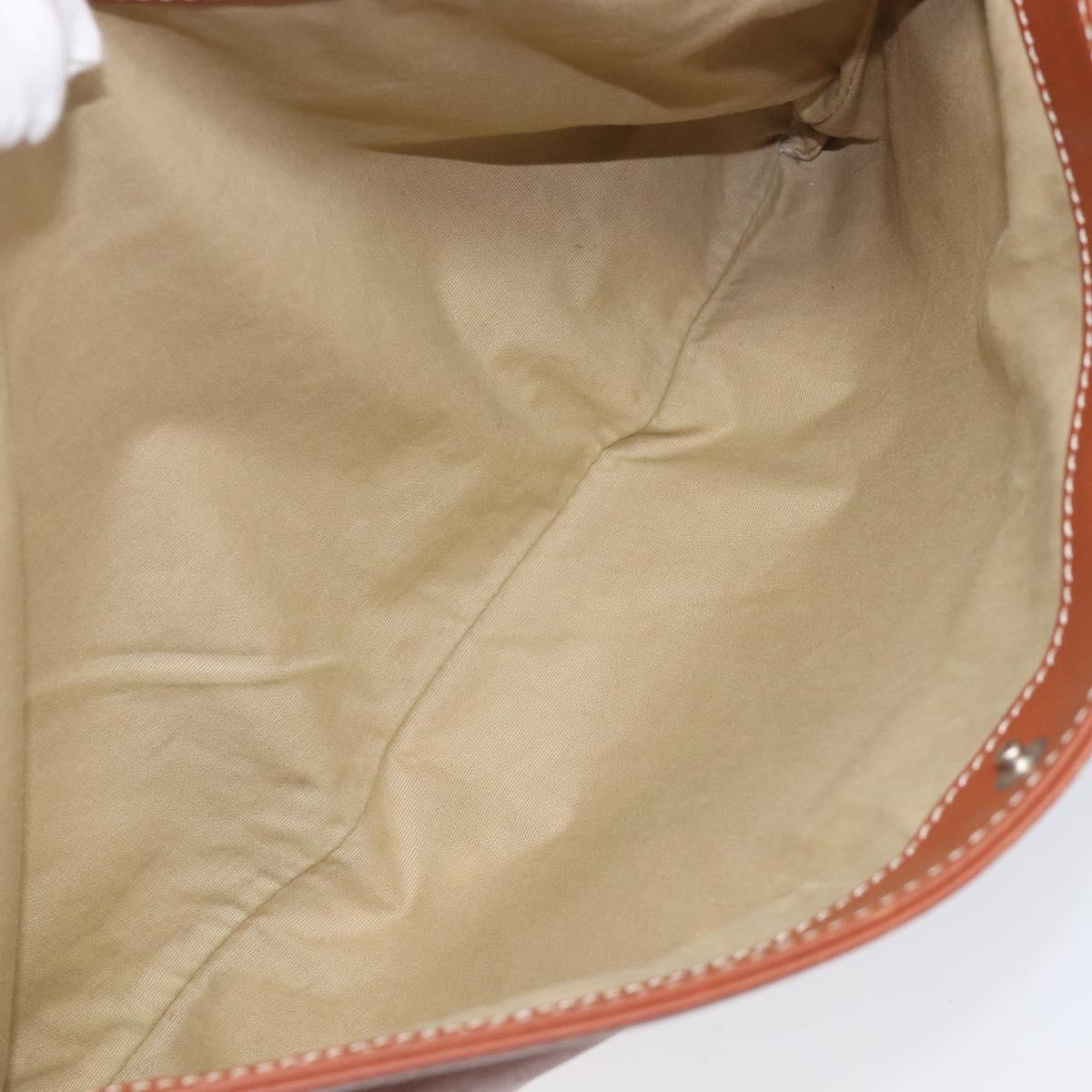 CELINE Shoulder Bag Leather Brown Silver Auth 196983