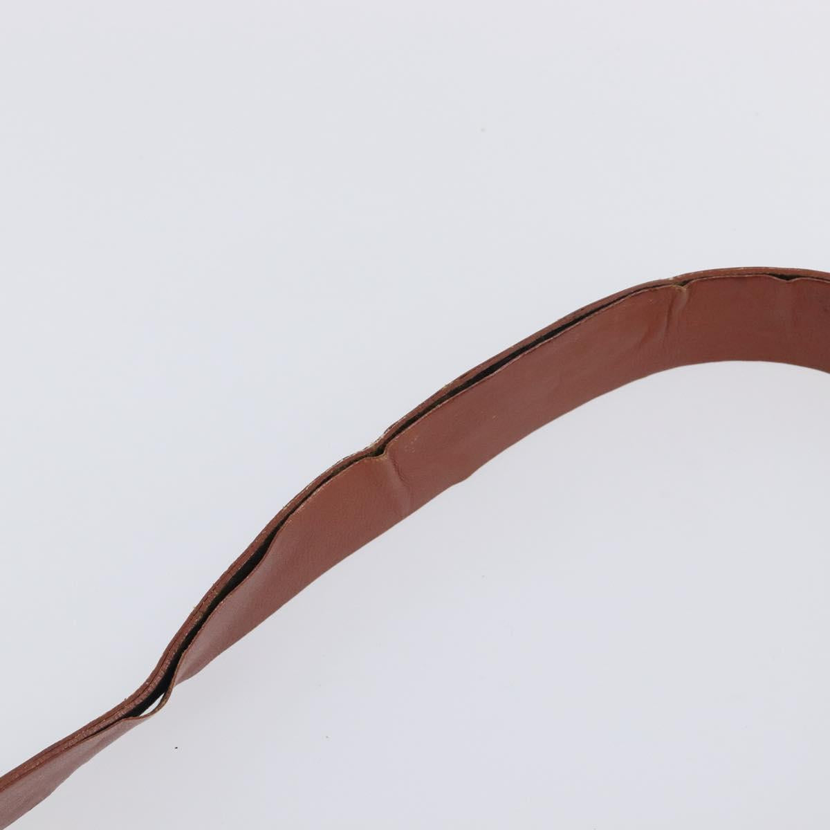 CELINE Shoulder Bag Leather Brown Silver Auth 196983