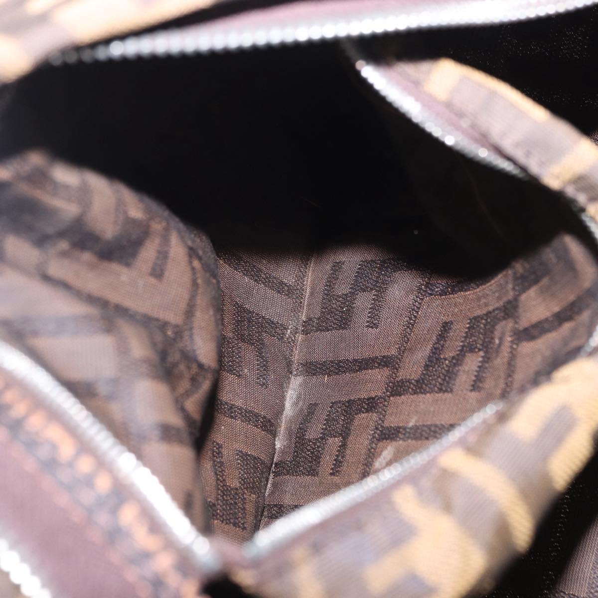 FENDI Zucca Canvas Mamma Baguette Shoulder Bag Brown Black Auth 196984