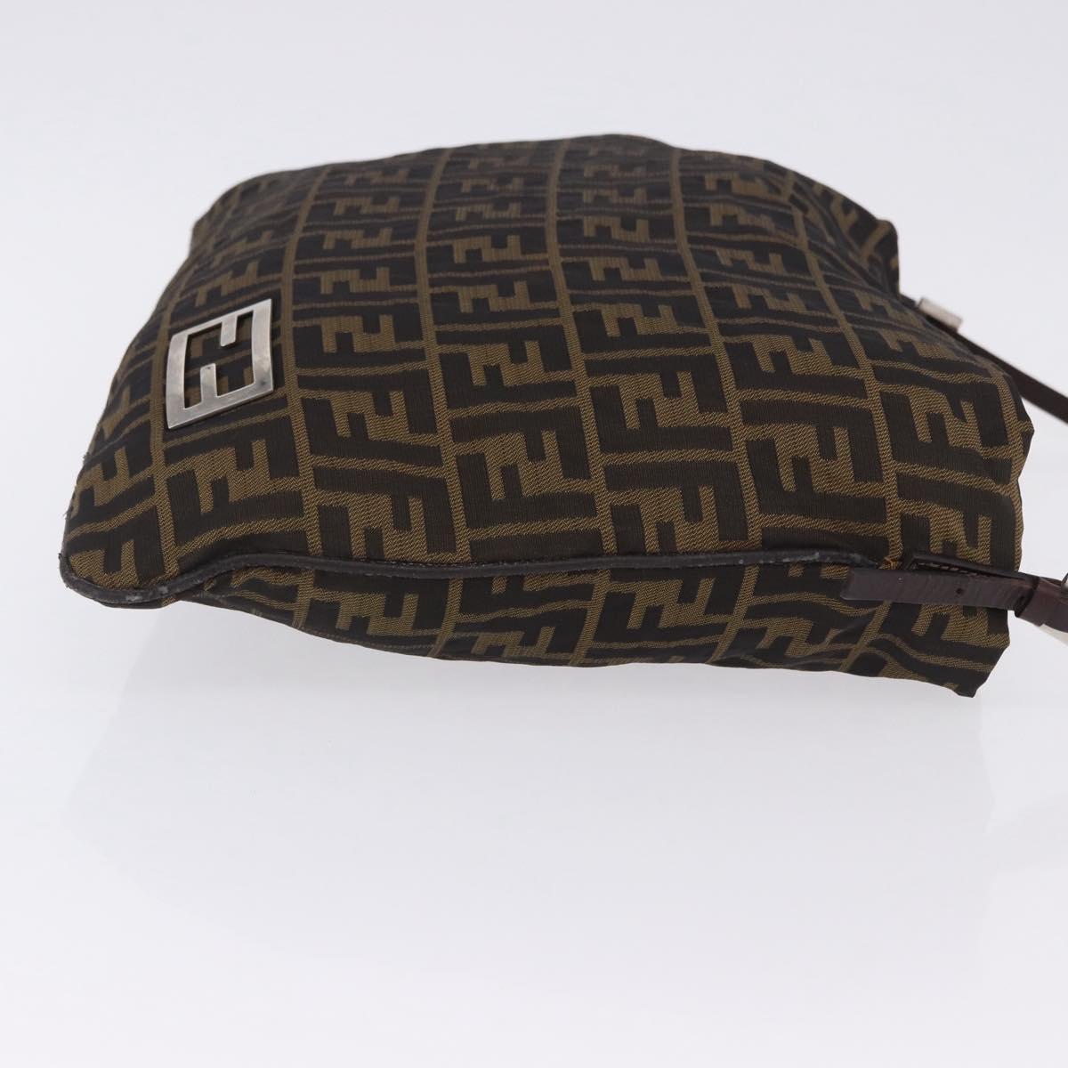 FENDI Zucca Canvas Mamma Baguette Shoulder Bag Brown Black Auth 196984
