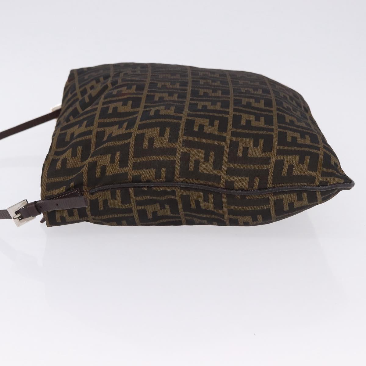 FENDI Zucca Canvas Mamma Baguette Shoulder Bag Brown Black Auth 196984