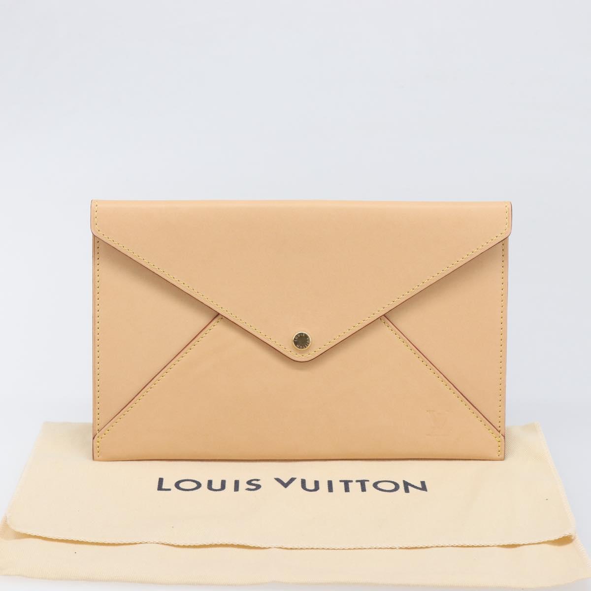 LOUIS VUITTON Nomad leather Clutch Bag Beige LV Auth 196985V