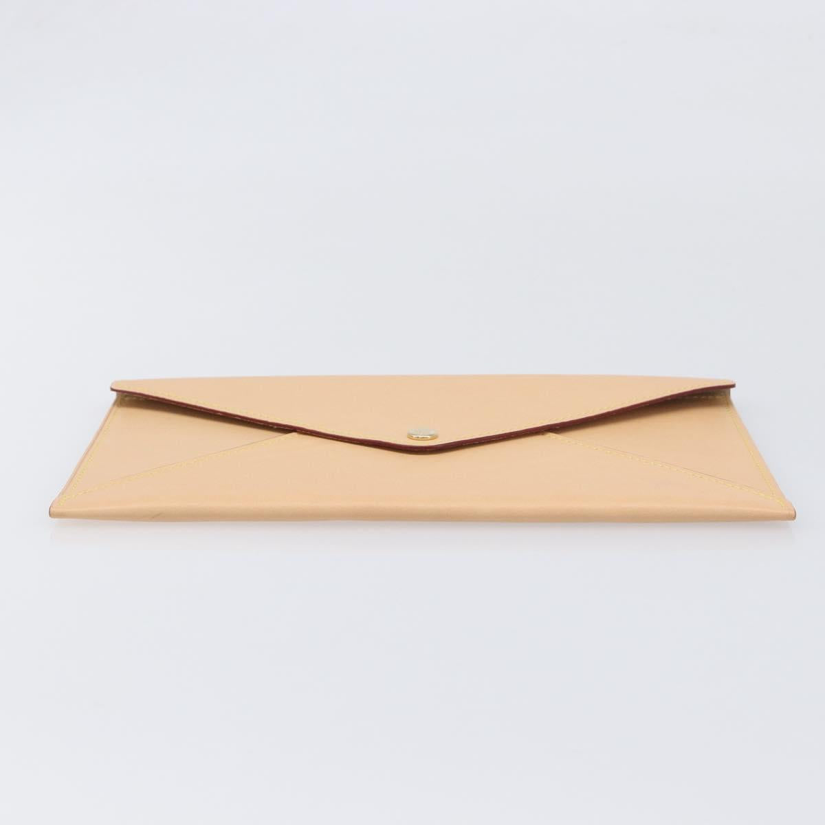 LOUIS VUITTON Nomad leather Clutch Bag Beige LV Auth 196985V