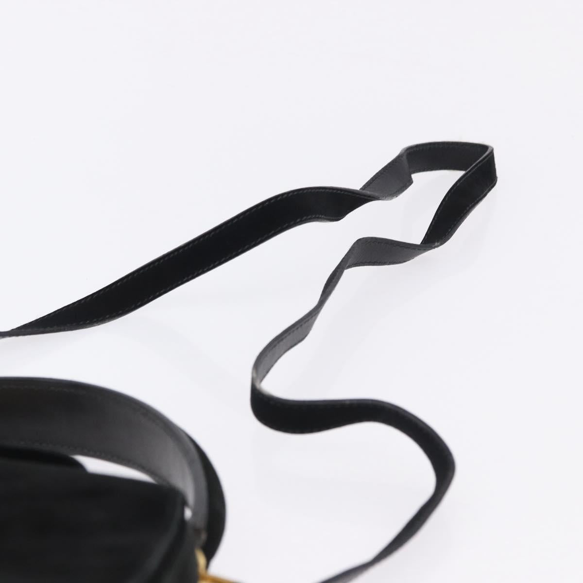 Salvatore Ferragamo Gancini Shoulder Bag Suede 2way Black Gold Auth 196987