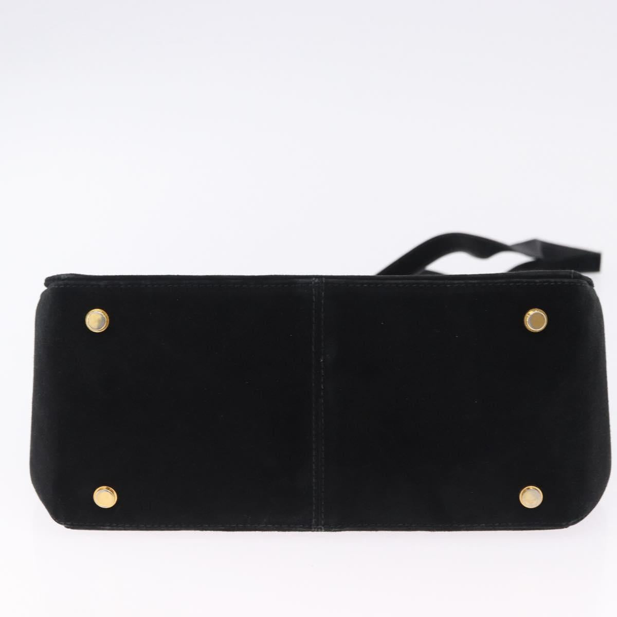 Salvatore Ferragamo Gancini Shoulder Bag Suede 2way Black Gold Auth 196987