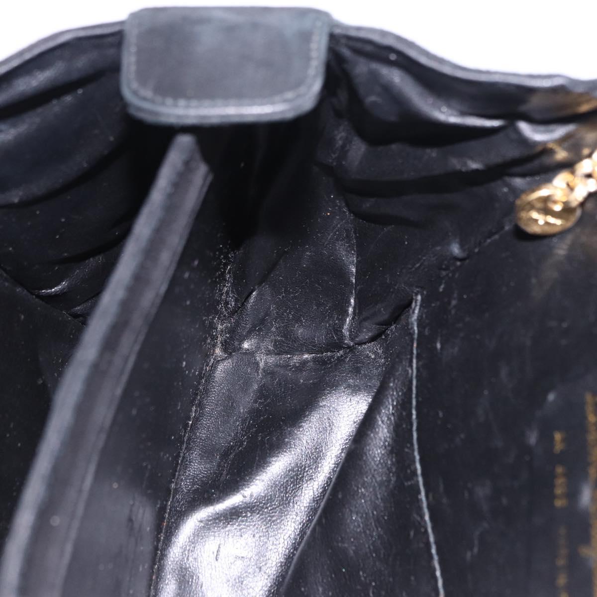 Salvatore Ferragamo Gancini Shoulder Bag Suede 2way Black Gold Auth 196987