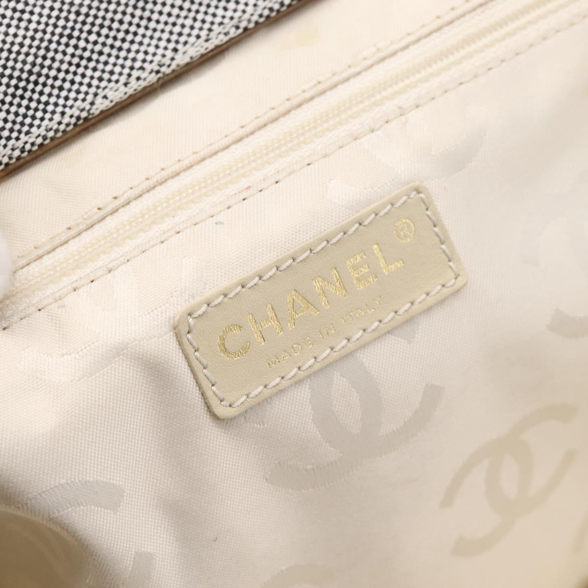 CHANEL Tote Bag Canvas Gray Gold CC Auth 196989V