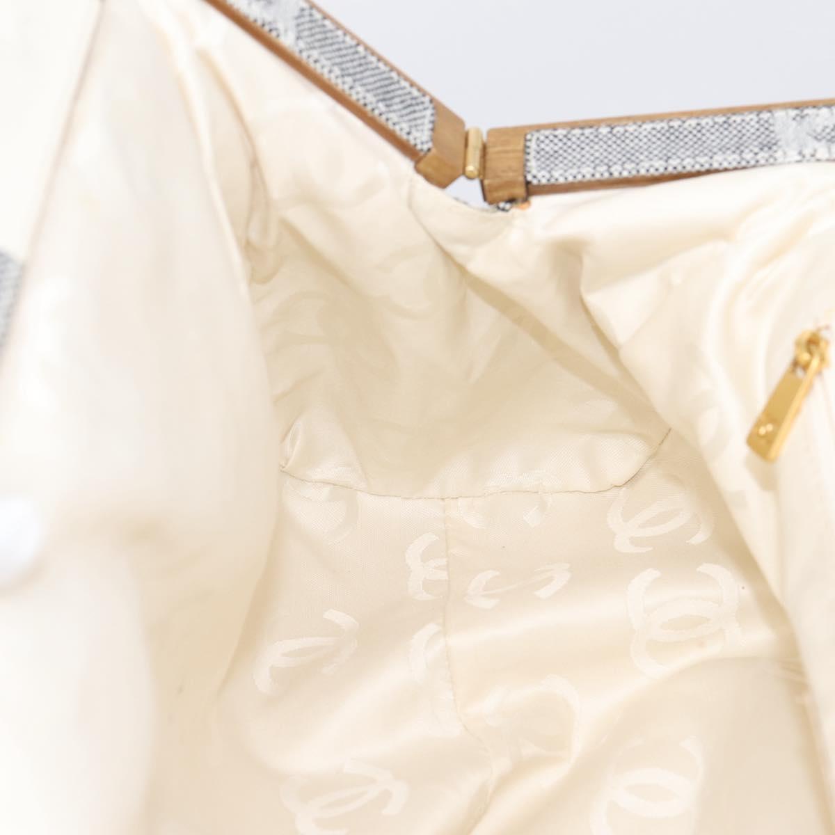 CHANEL Tote Bag Canvas Gray Gold CC Auth 196989V