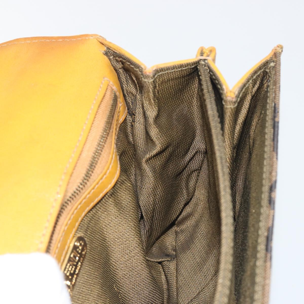FENDI Hand Bag Canvas Gold Black Auth 197005