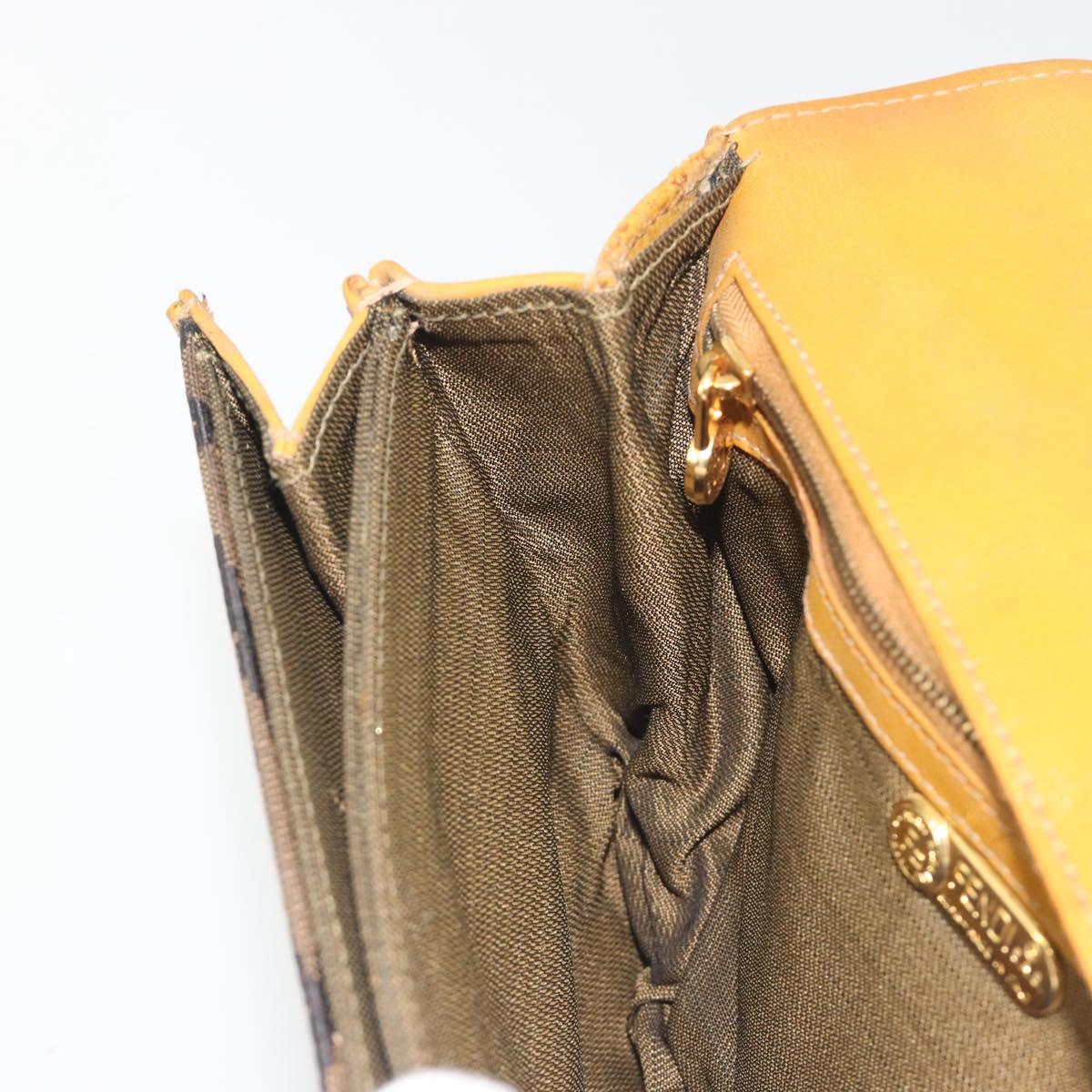 FENDI Hand Bag Canvas Gold Black Auth 197005