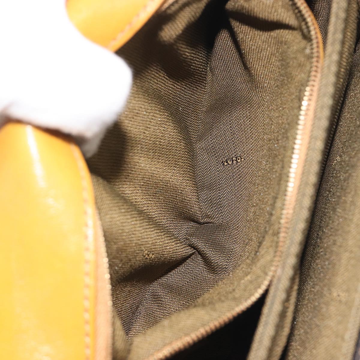 FENDI Hand Bag Canvas Gold Black Auth 197005
