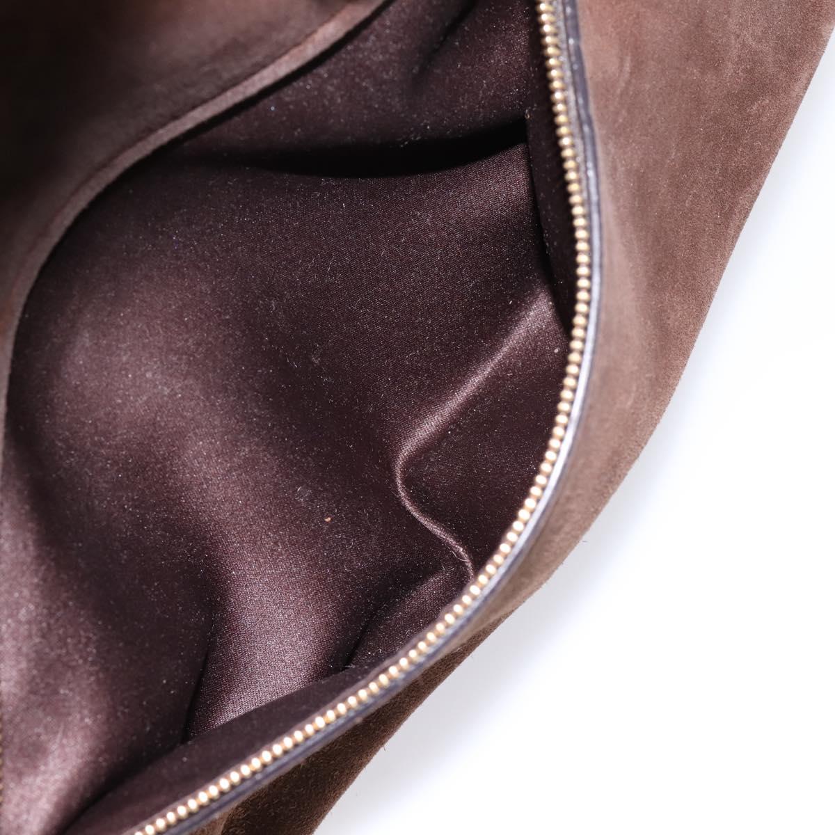 Salvatore Ferragamo Gancini Hand Bag Harako leather 2way Brown Gold Auth 197007A