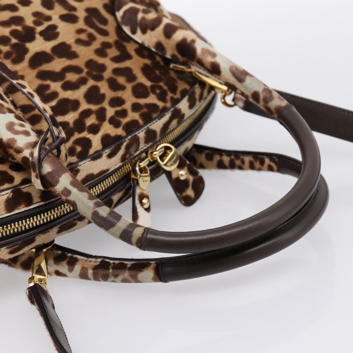 Salvatore Ferragamo Gancini Hand Bag Harako leather 2way Brown Gold Auth 197007A