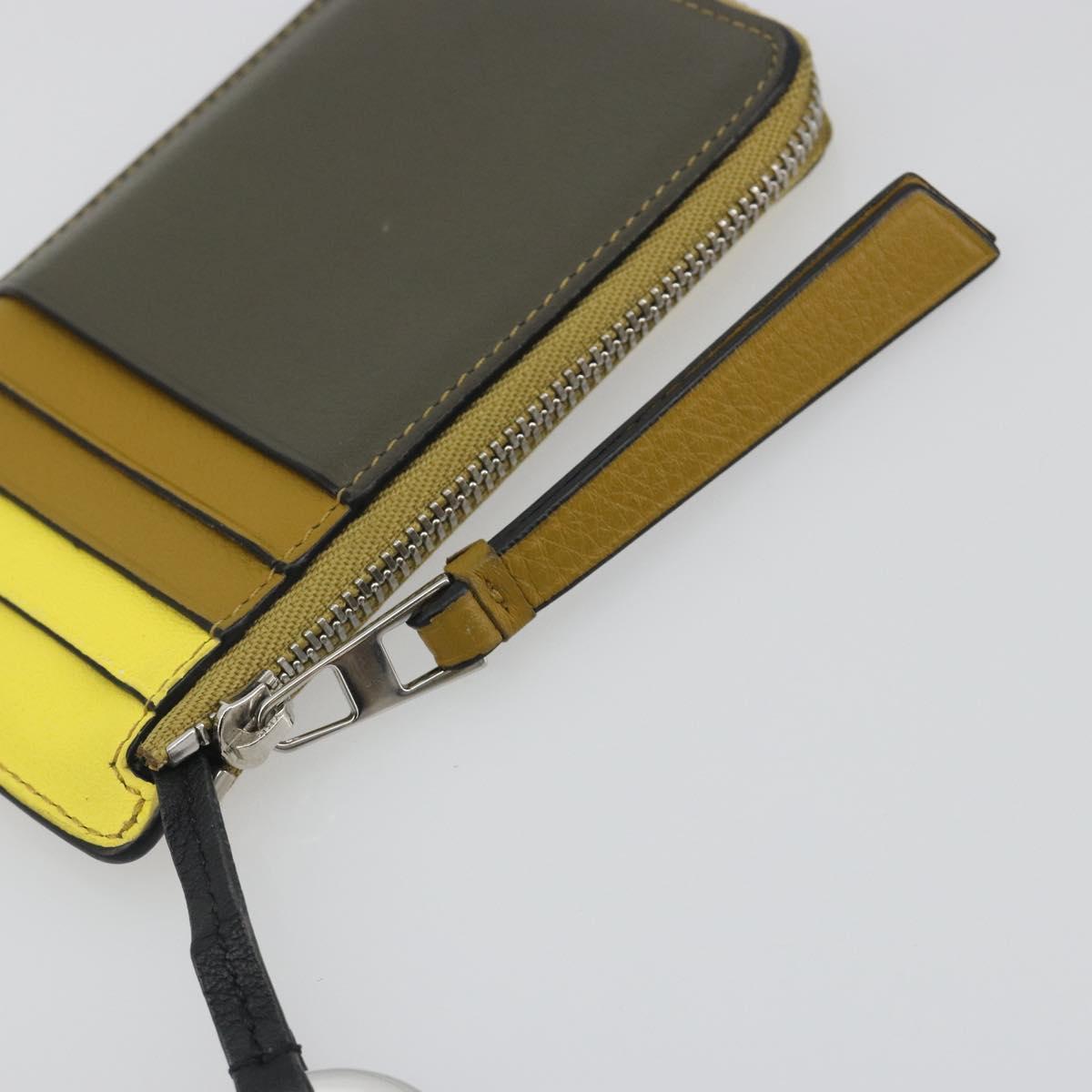 LOEWE Puzzle Card Case Leather Brown Silver Auth 197014A