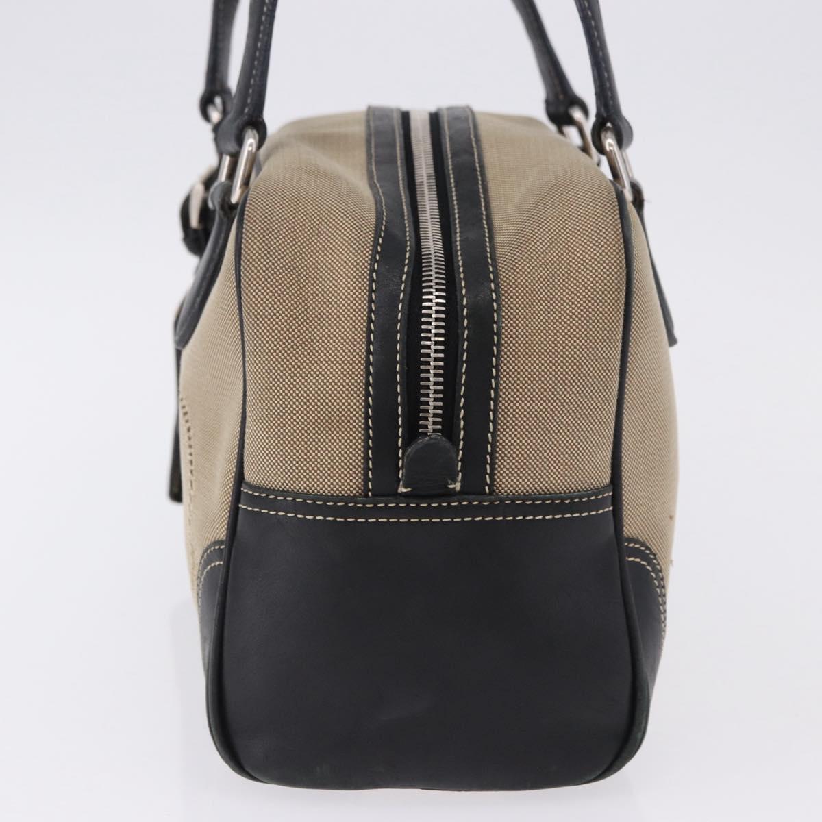 PRADA Tote Bag Canvas Beige Silver Auth 197022A
