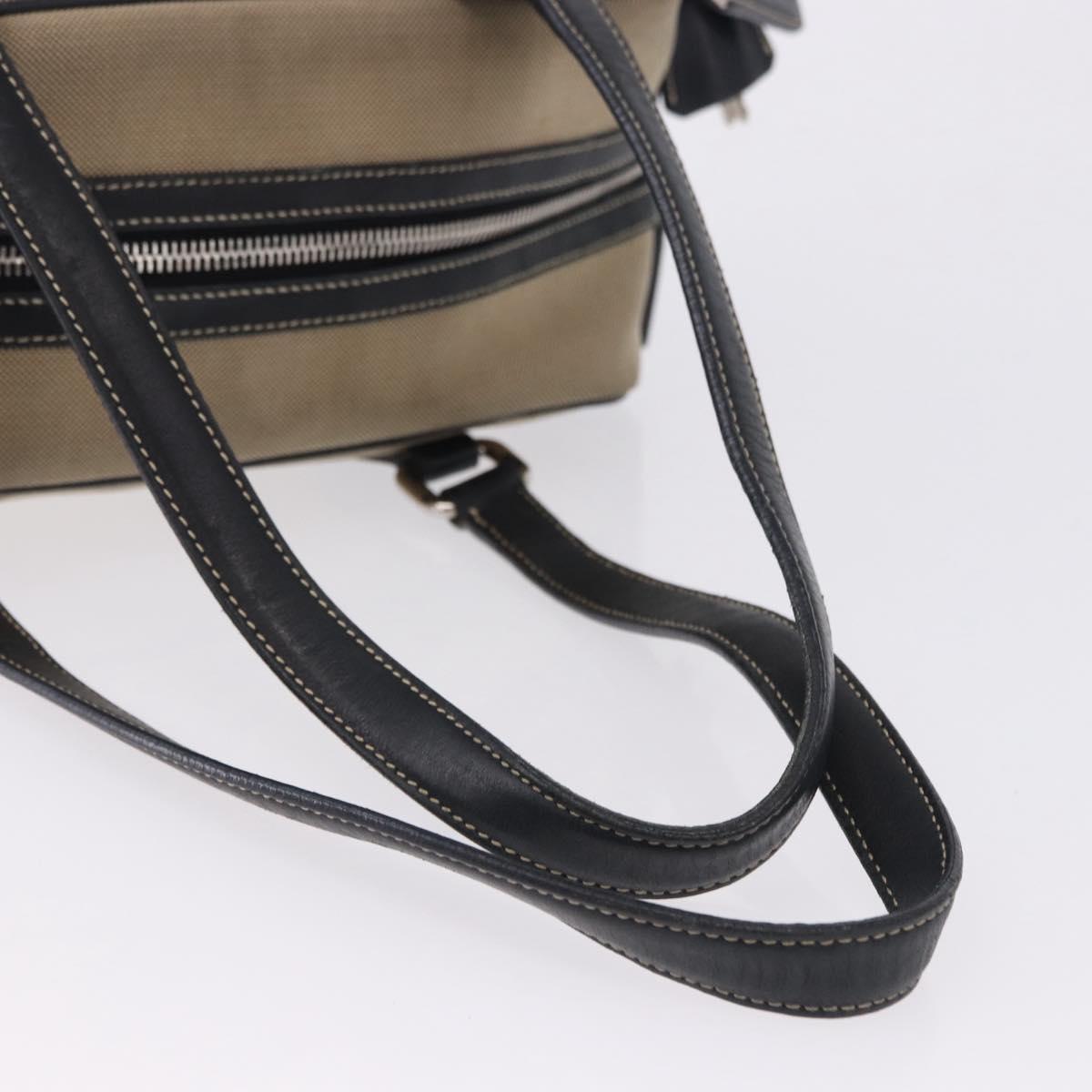 PRADA Tote Bag Canvas Beige Silver Auth 197022A